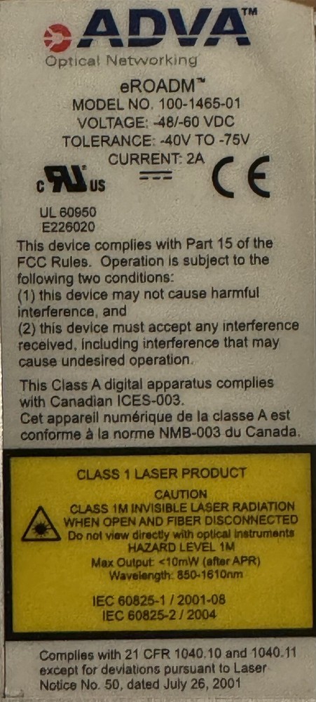 NeoPhotonics 1000002735 Passive Component From ADVA eROADM