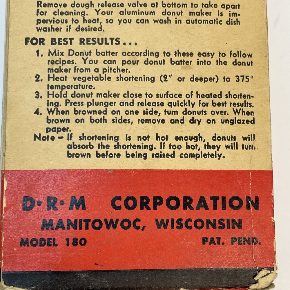 Donut Master Maker Breakfast DRM Corporation Vintage