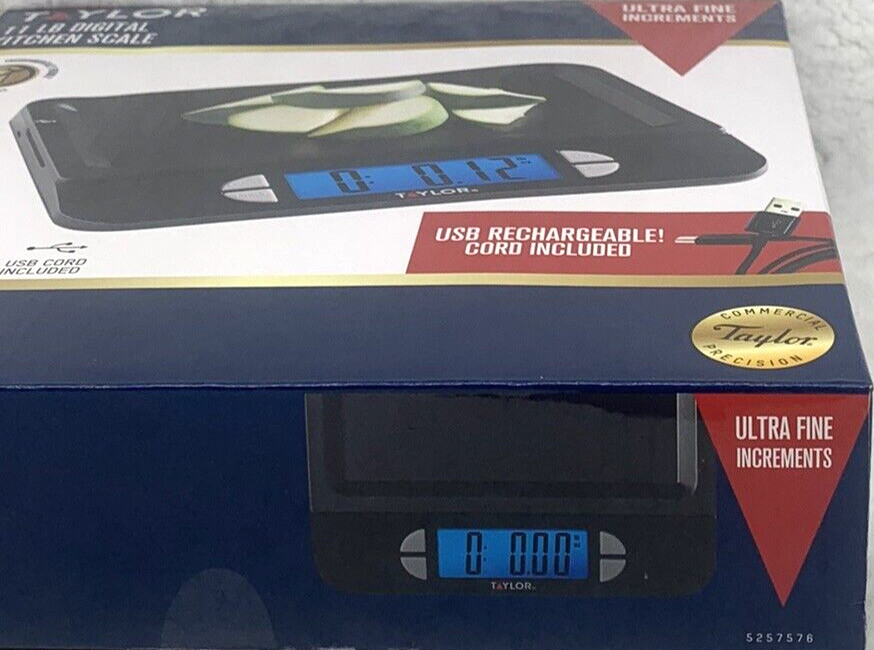 Taylor Kitchen Digital Scale Max 11 Lb. USB Rechargeable Multi-Function Black