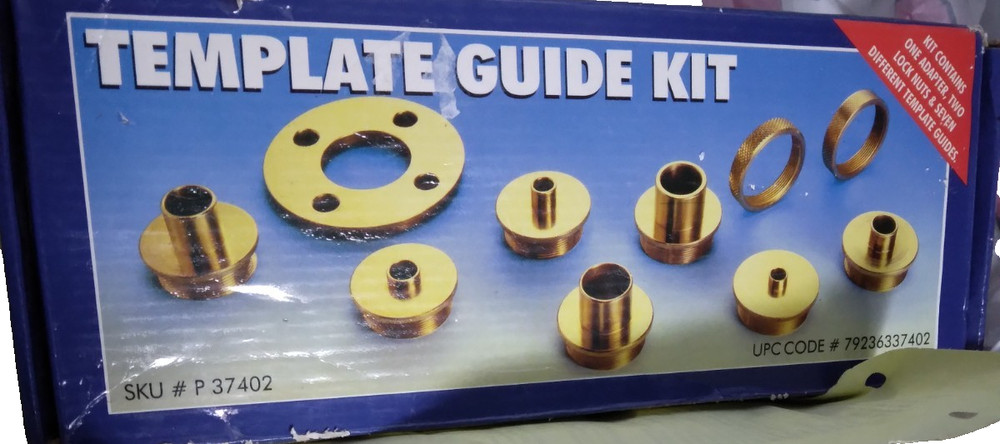 Template Guide Kit  Set   1 Adapter, 2 Lock Nuts, 7 Different Template Guides