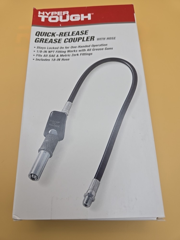 Hyper Tough Quick Release Grease Coupler With 18” Hose New
