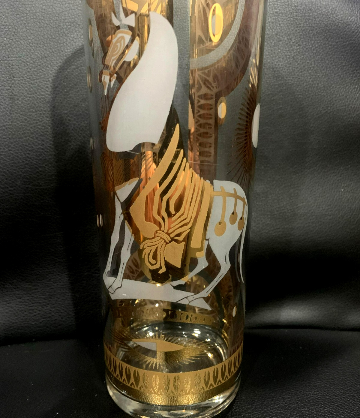 FRED PRESS 60's Martini Cocktail Pitcher w/White Trojan Horse Motif 10.5"