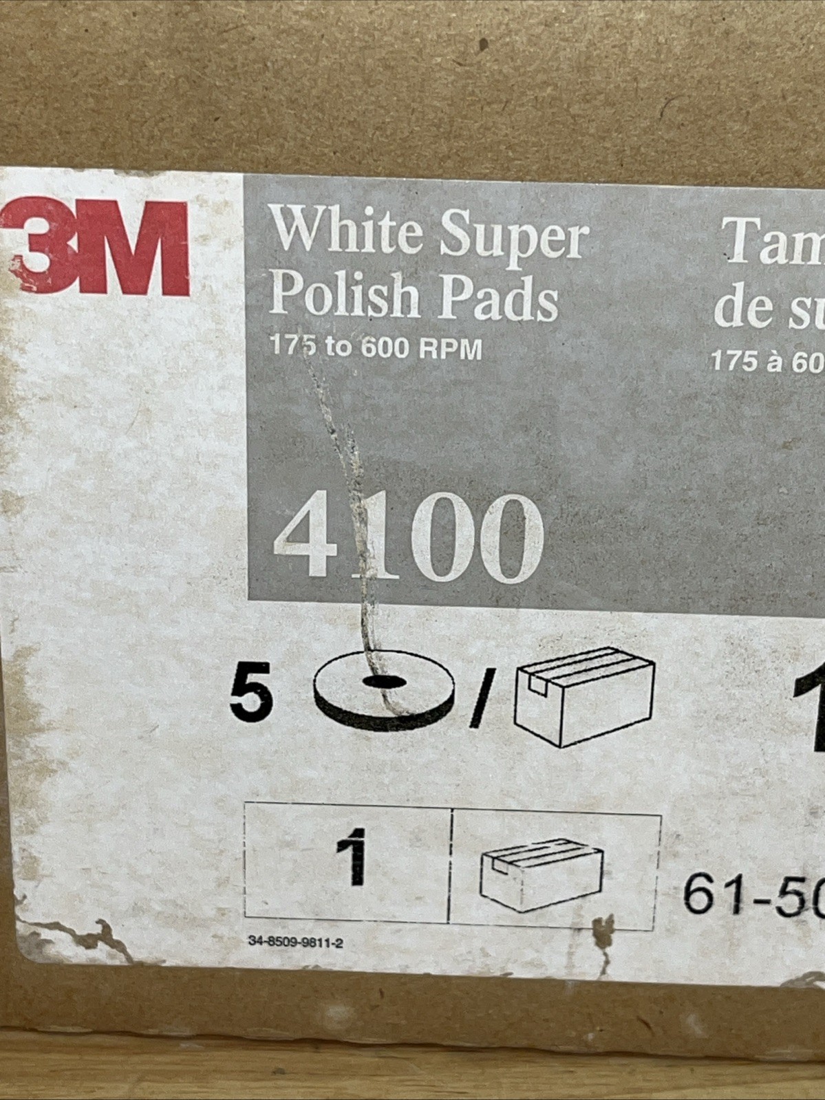 3M 4100 White Super Polish 10” Pads (Case of 5) 175-600 RPM