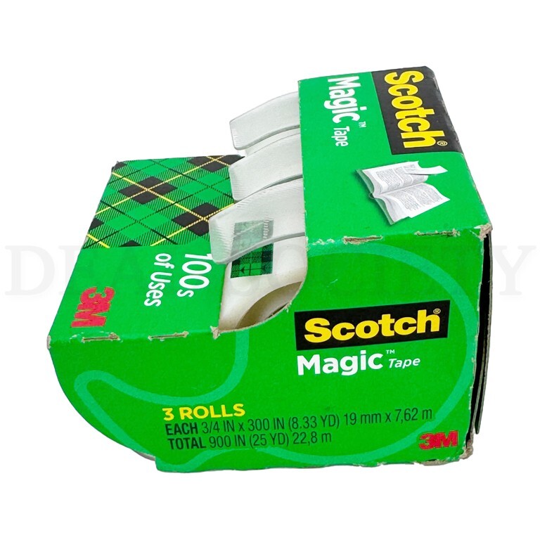 Scotch Magic Tape Transparent 0.75in X 300in 3 Rolls Each Lot of 3