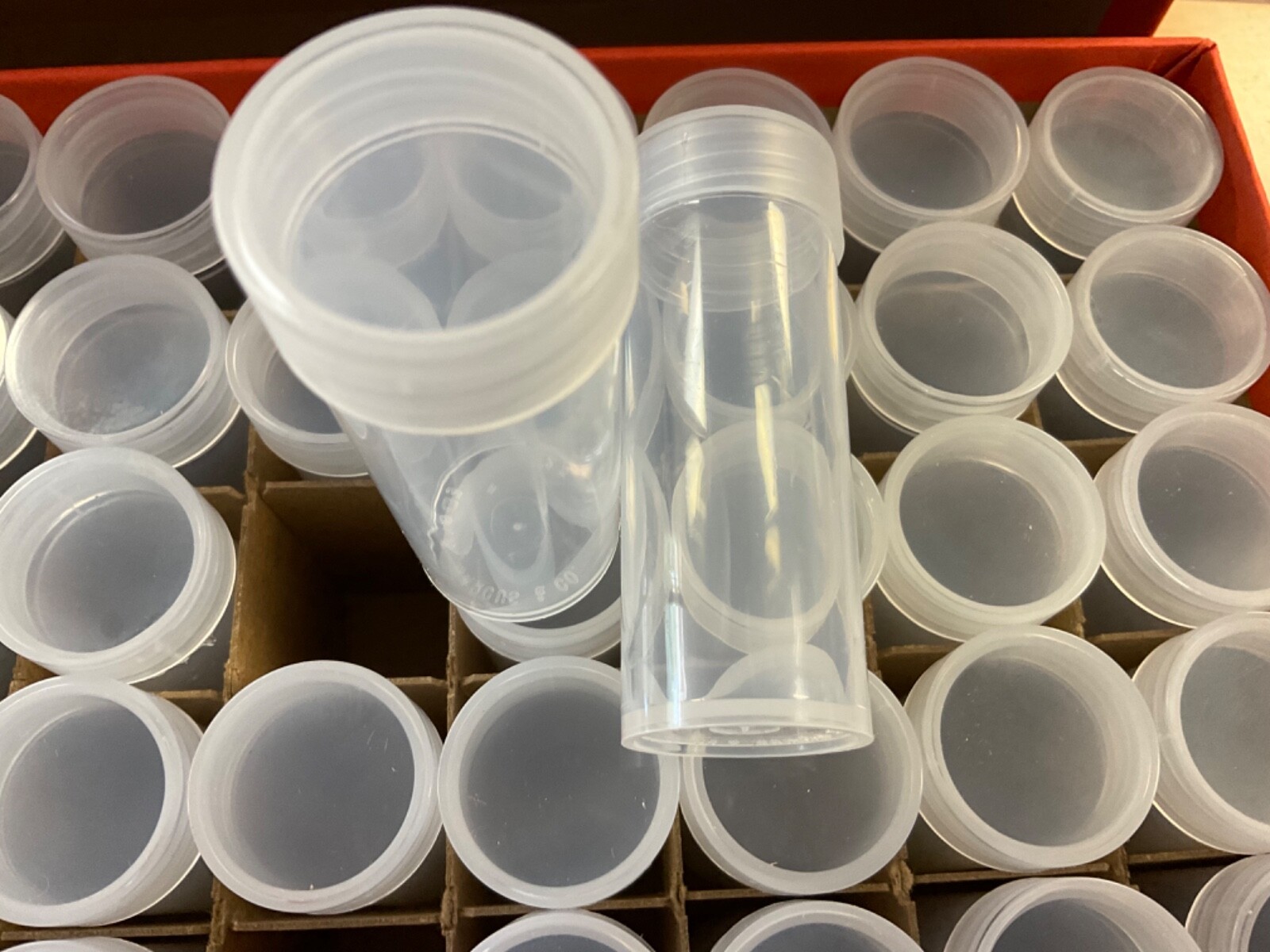 50 Round Duraclear Quarter Tubes in New GH Sturdy Storage Box for Qtr. Rolls