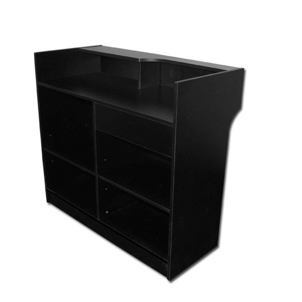 4Ft Ledgetop Counter with Slatwall Front Black