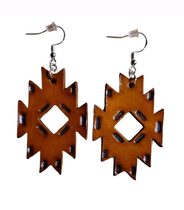 Handcrafted Tooled Leather Western Earrings