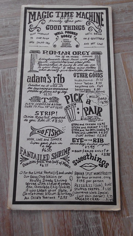 Vintage Paper Magic Time Machine  Menu