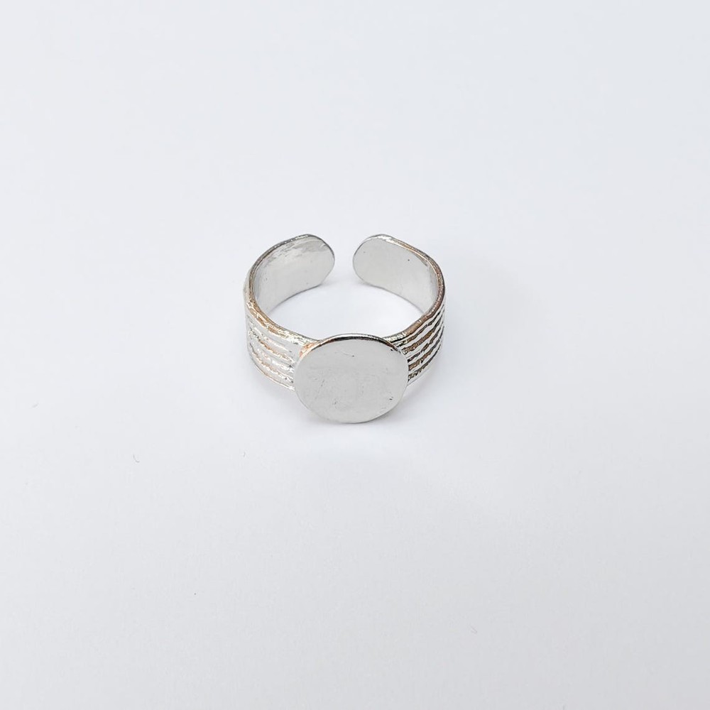 Adjustable Round Shiny Silver Ring Blank Settings, 10mm G37442