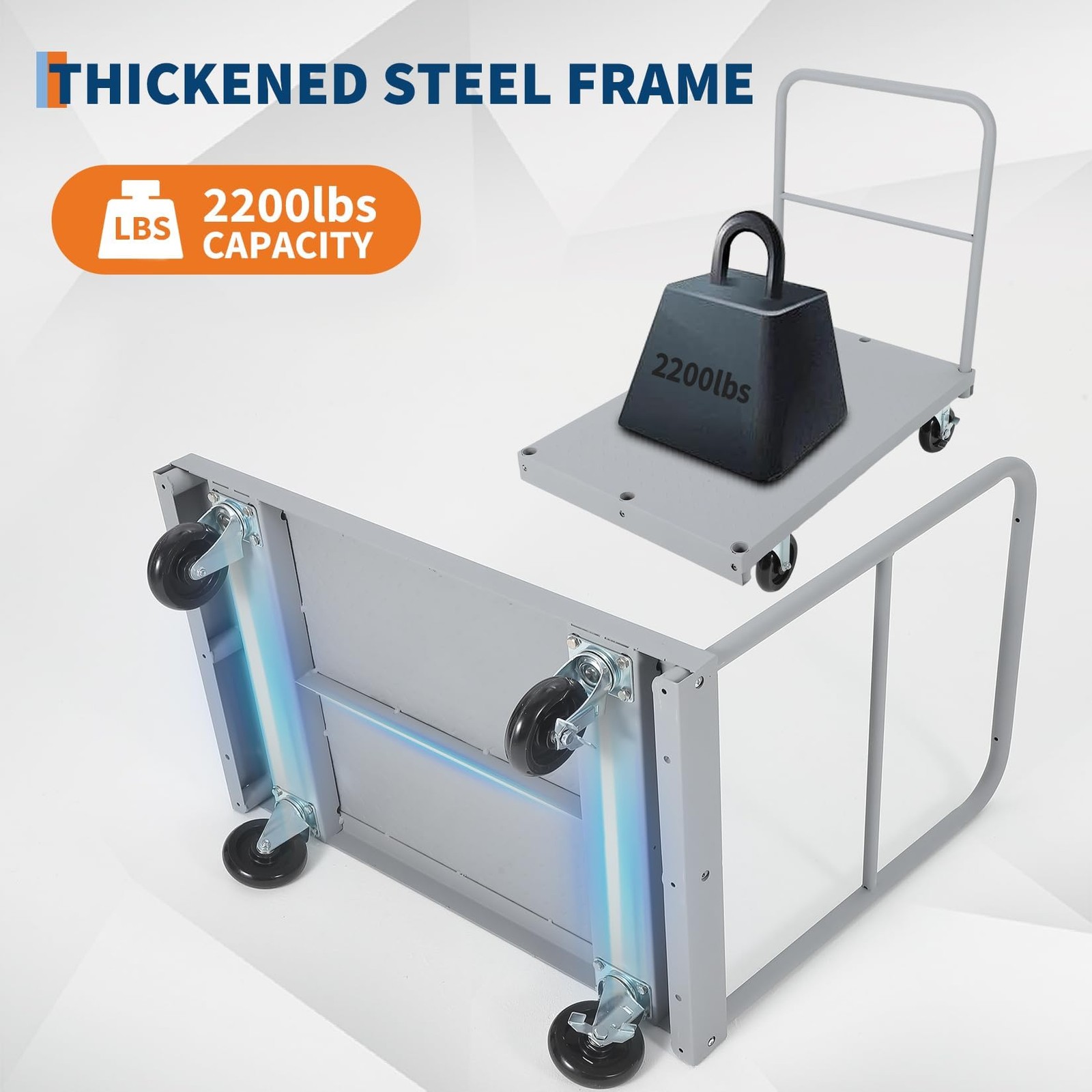 Heavy Duty Steel Panel Truck Cart, 36"x24" Drywall Dolly Platform Truck 2200Lbs