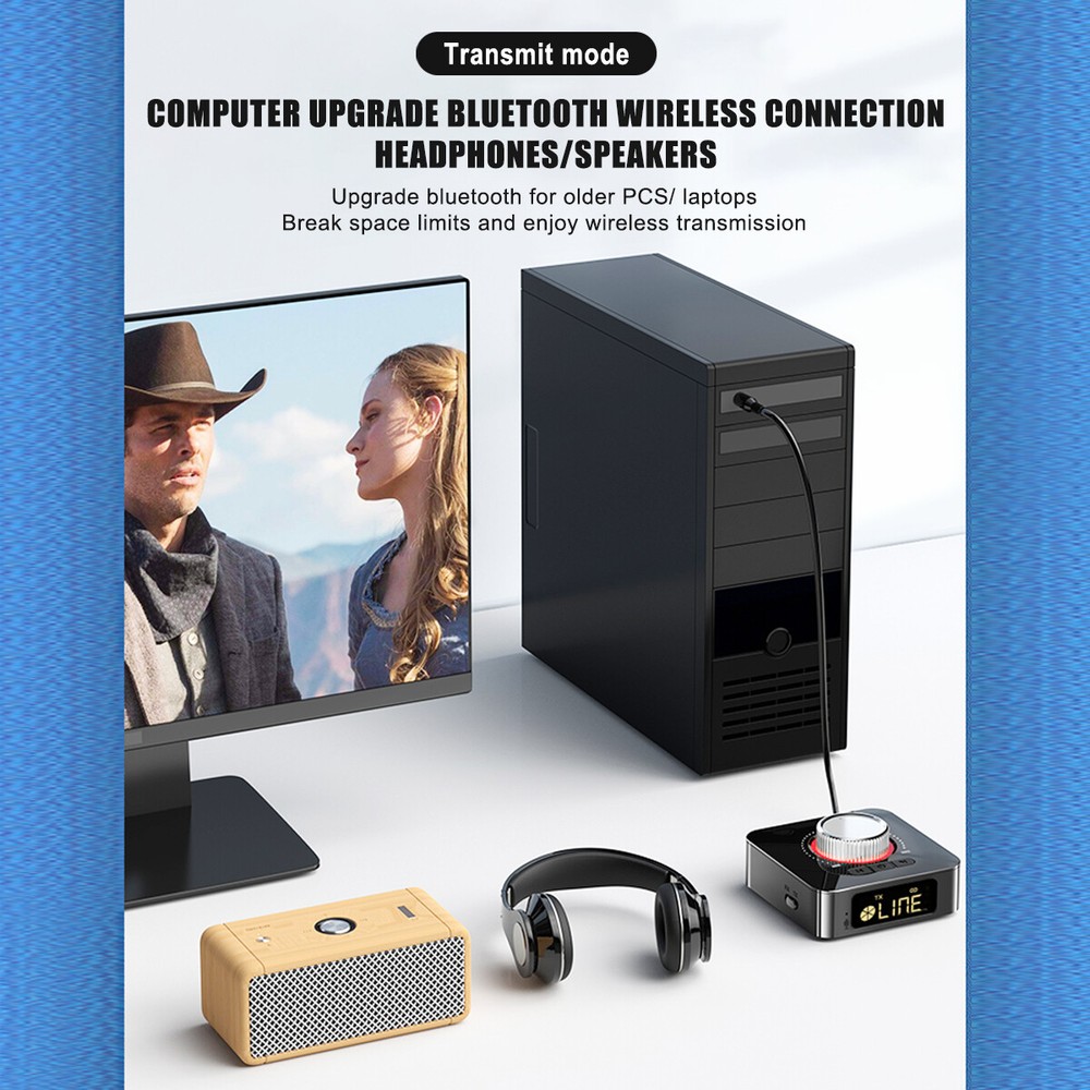 LED Digital Bluetooth 5.0 Receiver Transmitter Stereo AUX RCA USB Audio Adapter