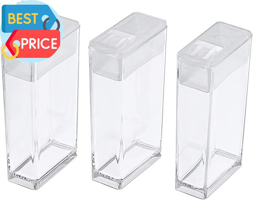100Pcs Plastic Flip Top Seed Bead Small Storage Containers 2X1 Rectangle Transpa