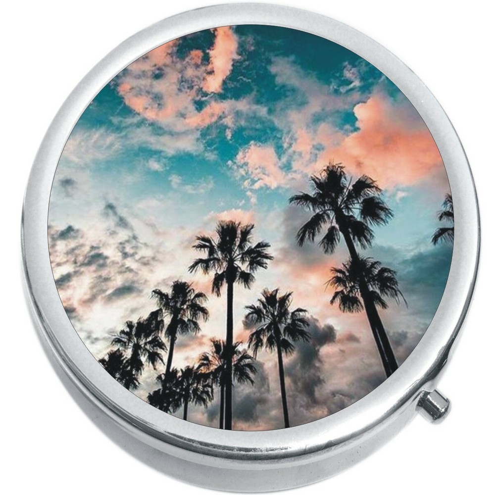 Palm Trees Medicine Vitamin Compact Pill Box