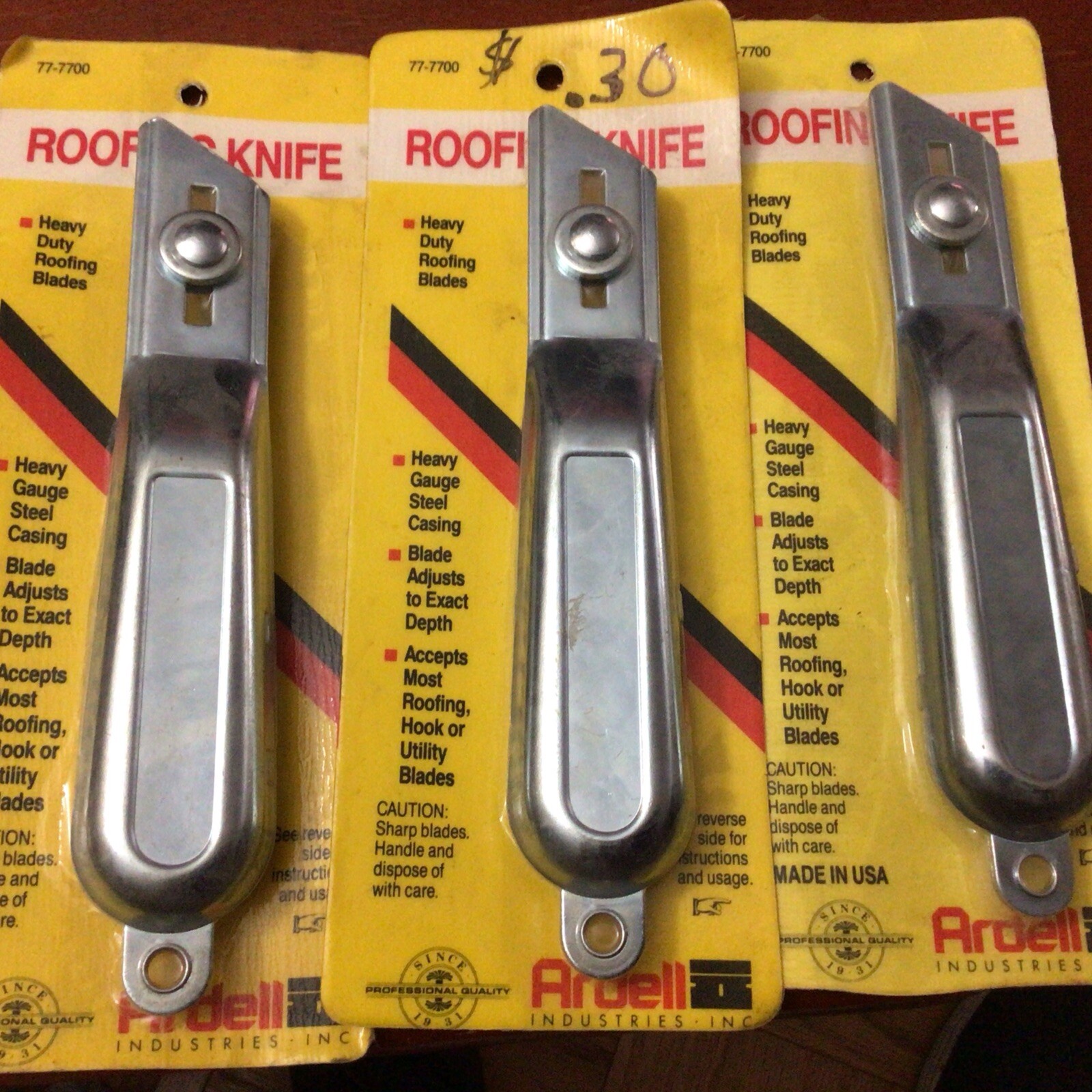 Lot Of 3 Ardell Heavy Duty roofing knives Knife . Roofing Hook Utility Blades