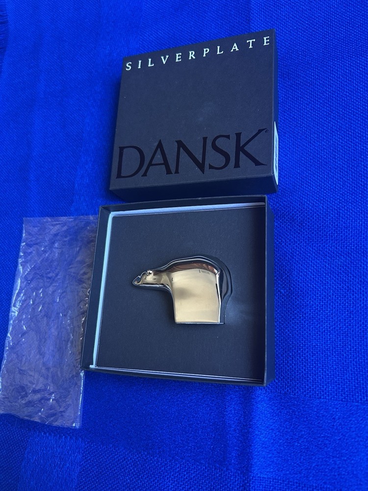 Vintage Dansk SilverPlate Polar Bear Paperweight-Gunnar Cyren Silver Zoo NIB