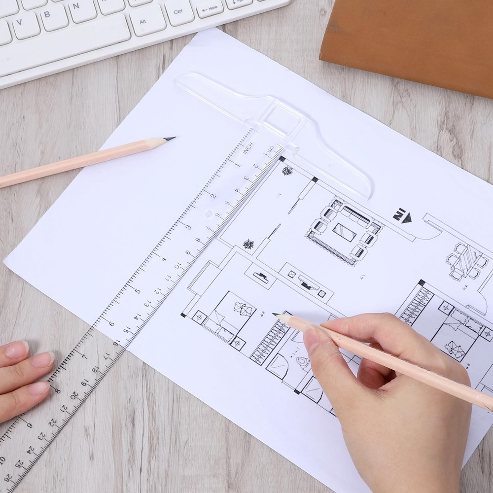 Transparent T Square Ruler 12 Inch Drafting Measuring Tool