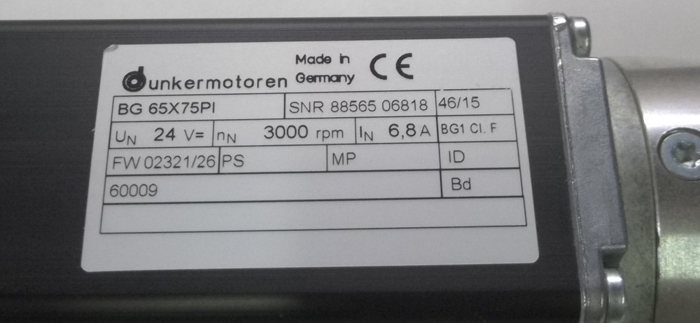 Dunkermotoren BG 65X75PI Integrated Controller Servo Motor & PLG60 Gear Reducer