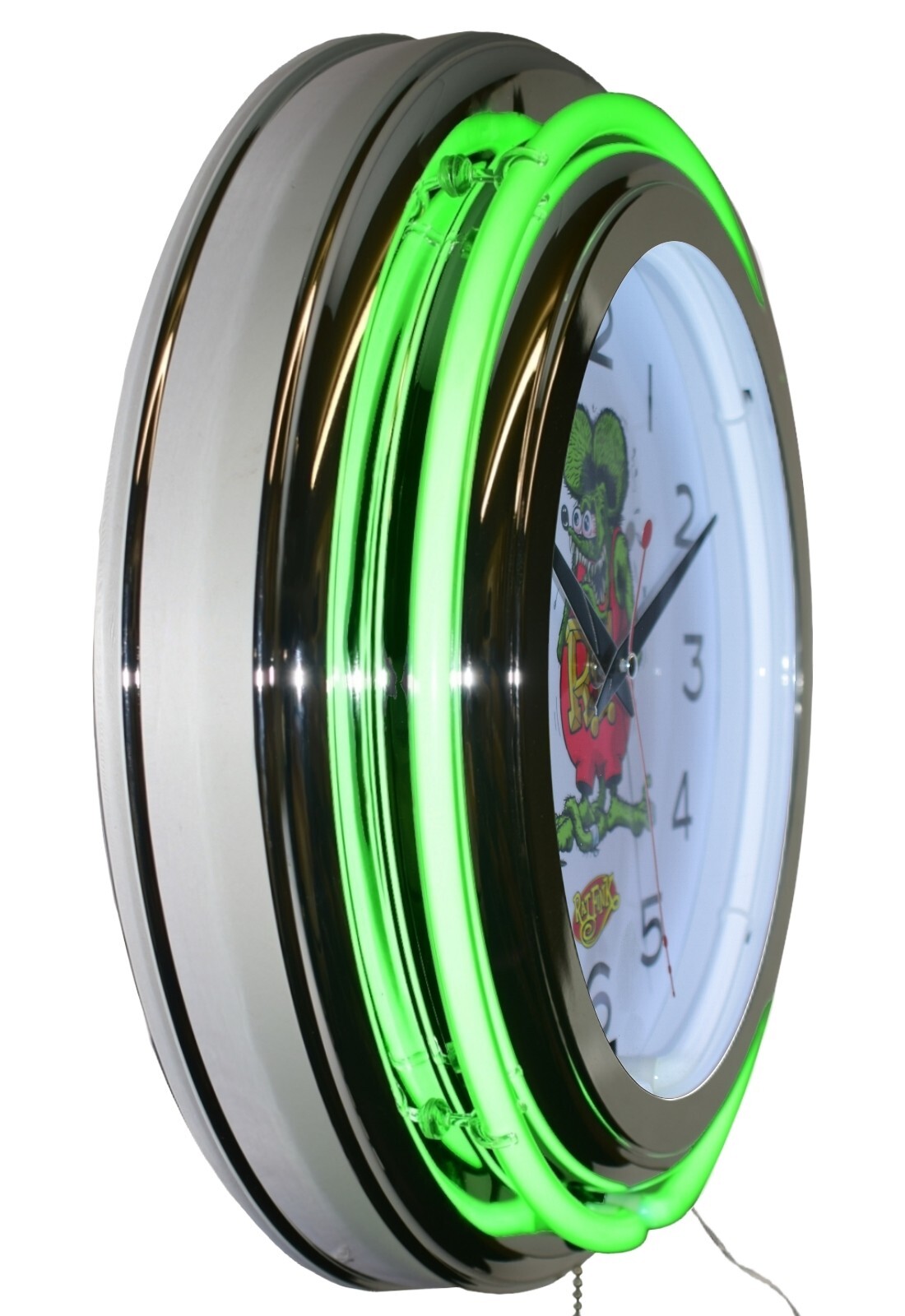 15" Rat Fink Double Neon Clock Man Cave Garage Decor (Green)