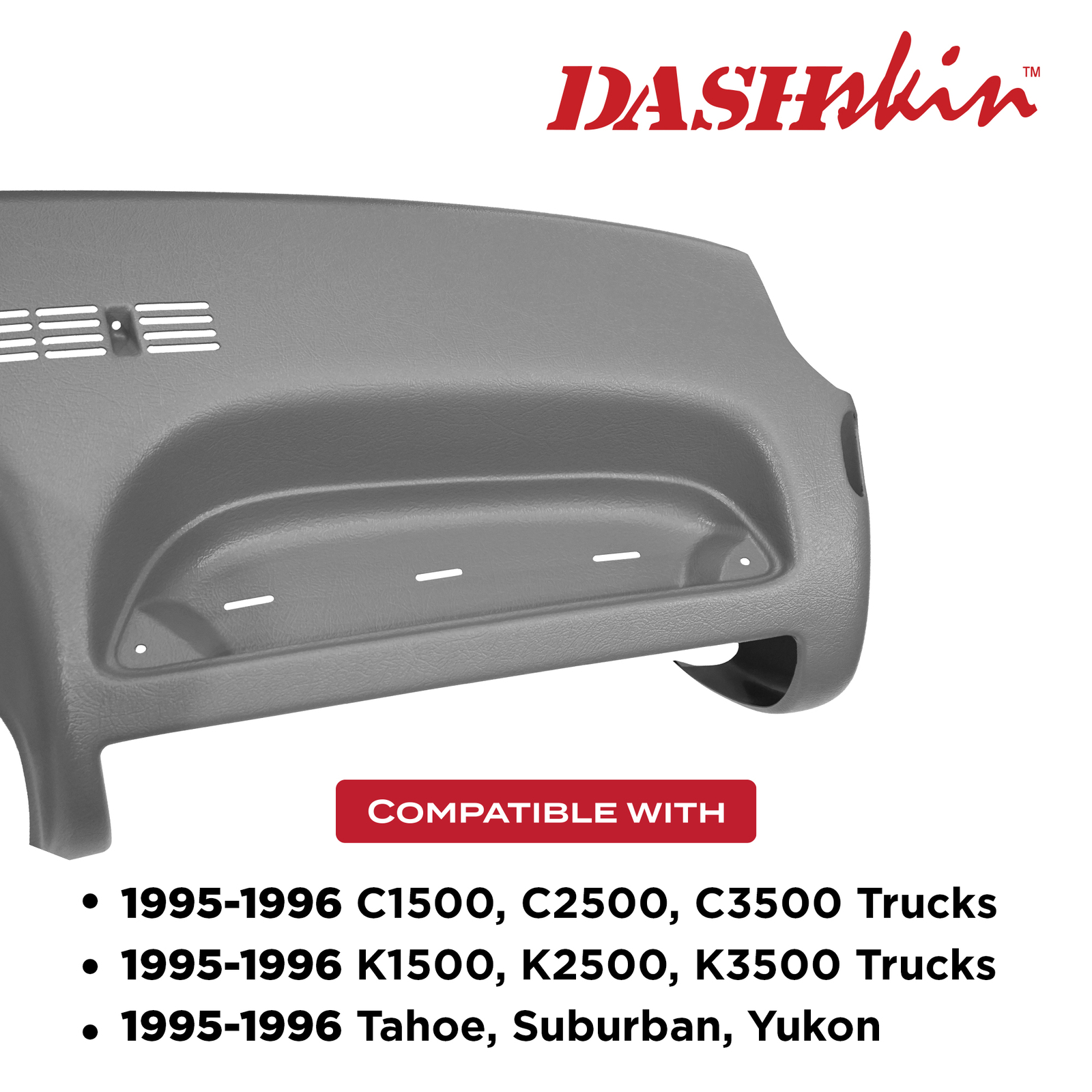 DashSkin Molded Dash Cover for 1995-1996 GM Trucks w/Pass Cupholder in Grey