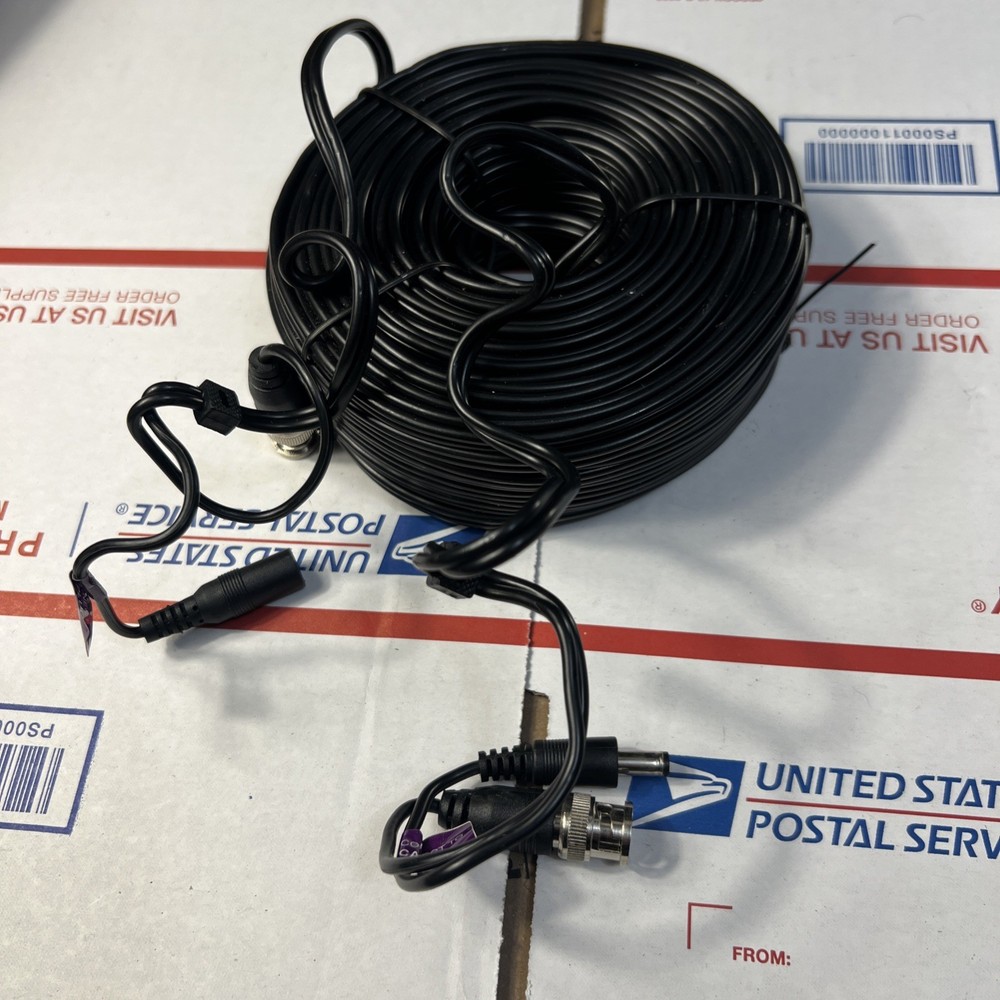 100FT CCTV BNC Video & Power Cable – Siamese BNC/DC Security Camera Wire