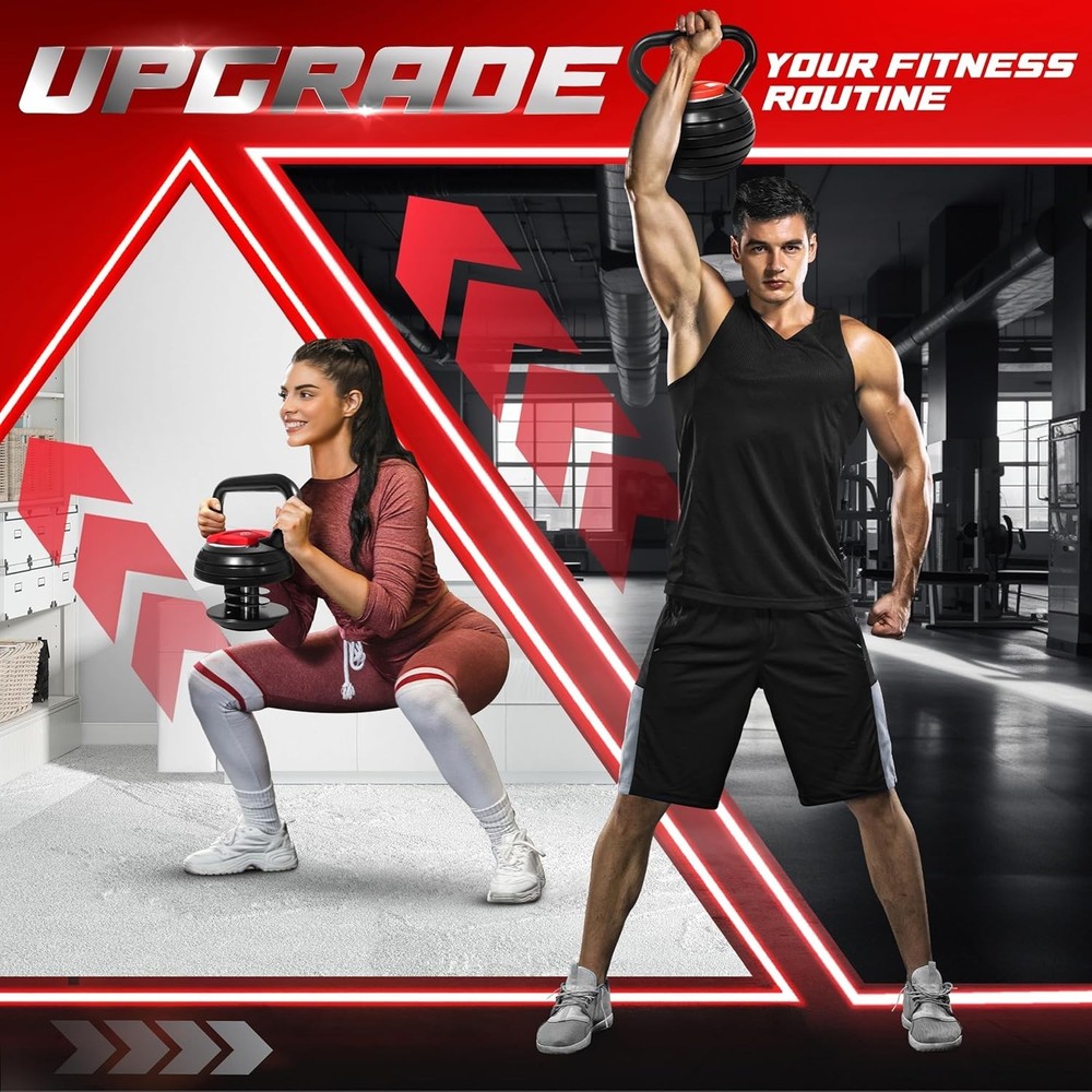 Adjustable Kettlebell Set 20-40 lb - Durable Cast Iron, Space-Saving Design