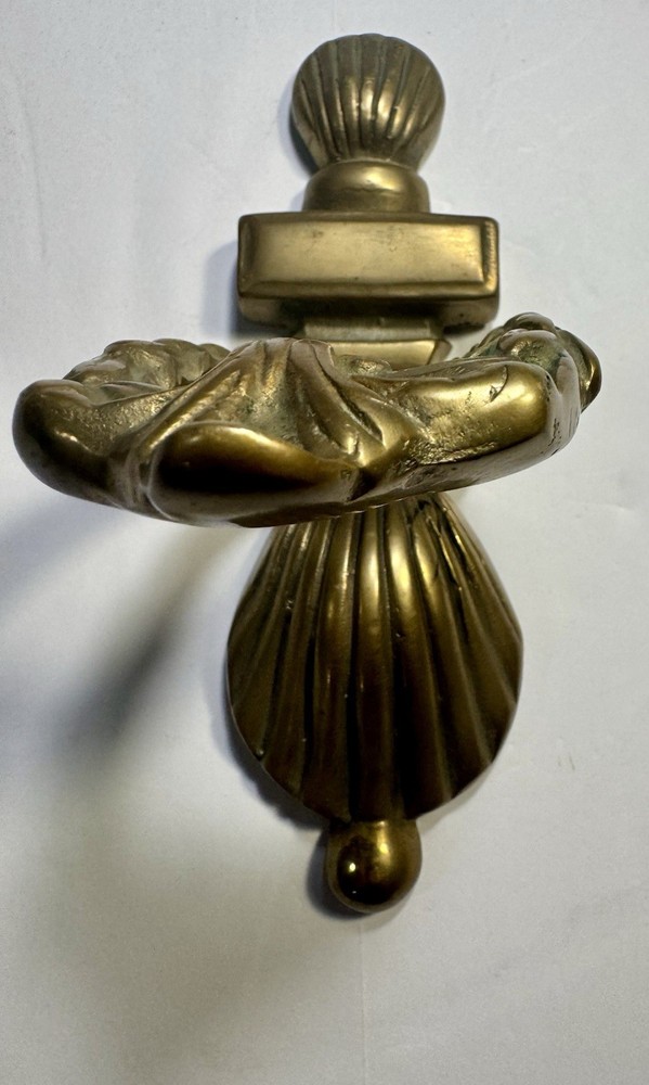 Vintage Solid Brass Door Knocker Shell Pattern 8" Heavy Sturdy Taiwan