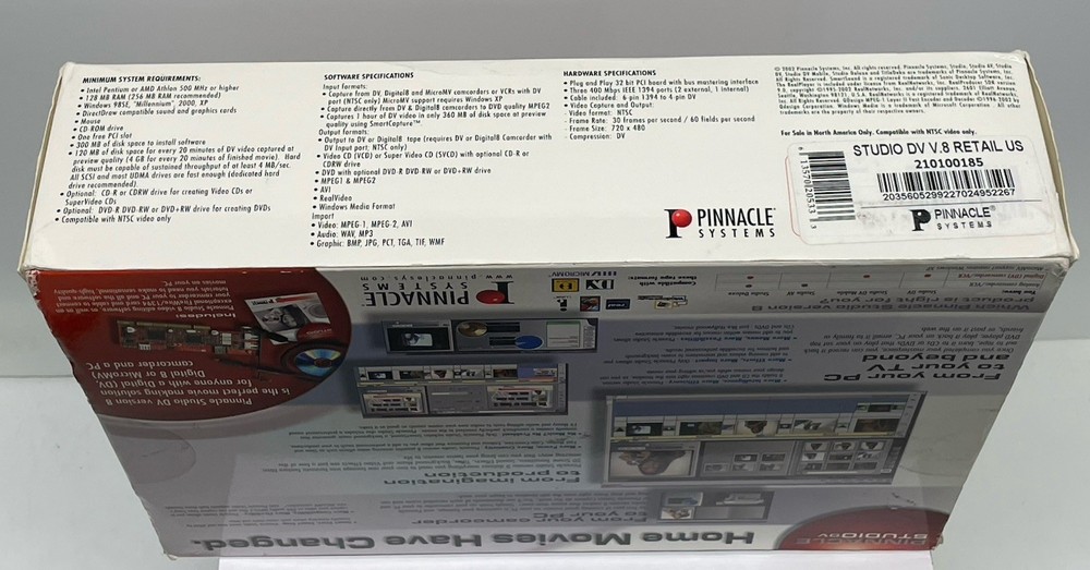 Pinnacle Studio DV Version 8 Professional Movie Making System Computer Software