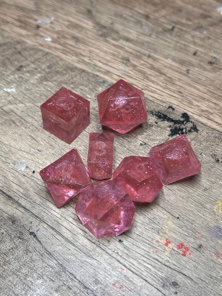 RAW* Dice: French Rose _ Resin-Cast Dice Set  *See Description* Handmade D&D