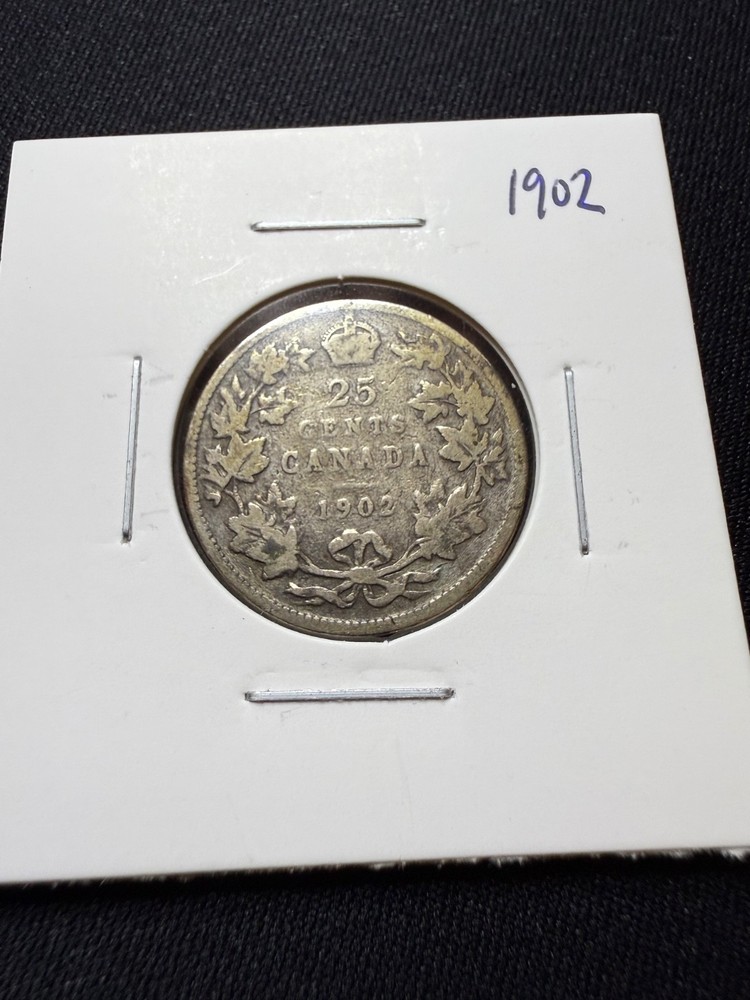 1902 King Edward Canada Silver 25 Cents Coin