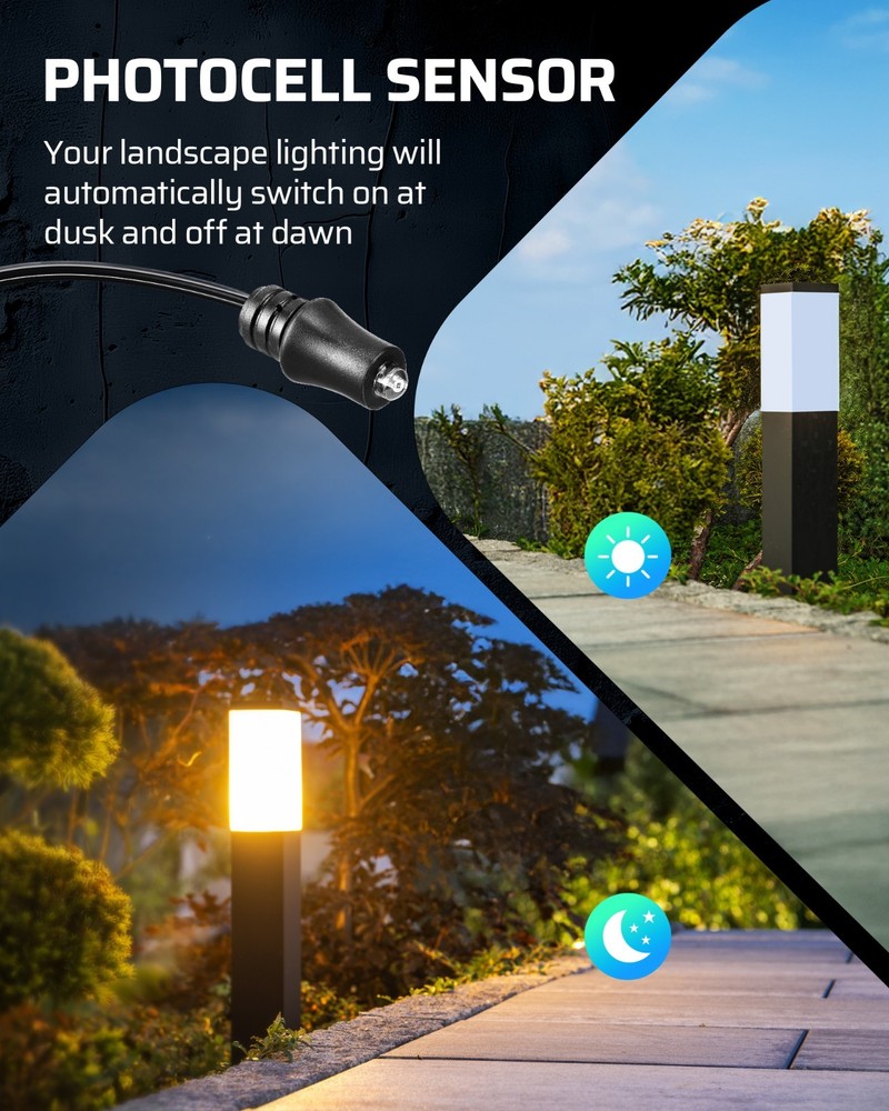DEWENWILS 200W Low Voltage Landscape Transformer, Dusk to Dawn Sensor & Timer,