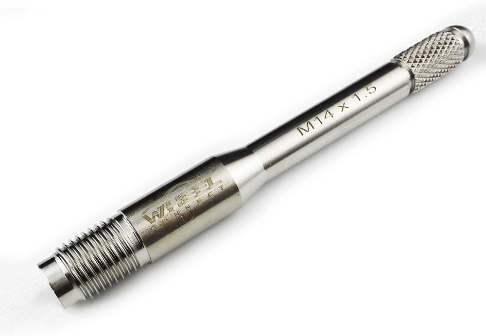 Wheel alignment guide stud for lug bolts.