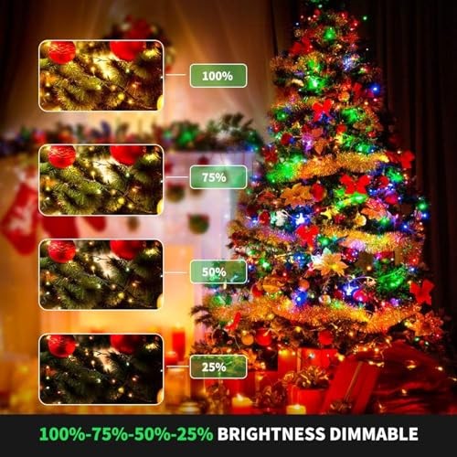 Color Changing Christmas String Lights 105FT 300LED Warm White & Multicolor