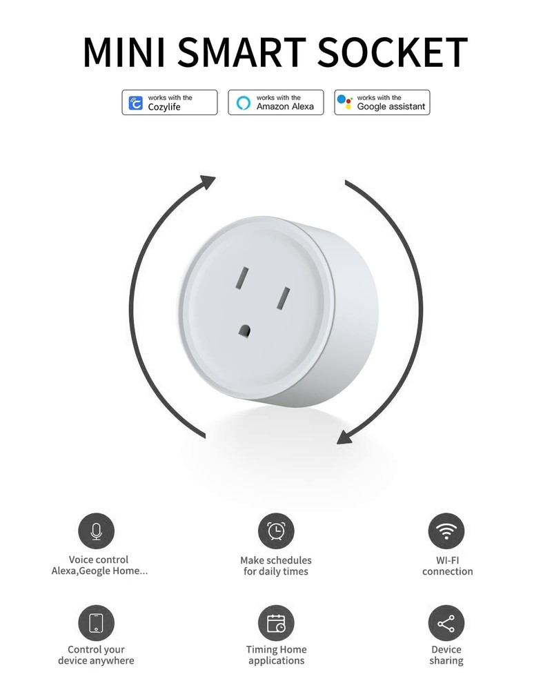 2 Pack Smart Mini Plug WiFi Outlet with Timer and Remote Control