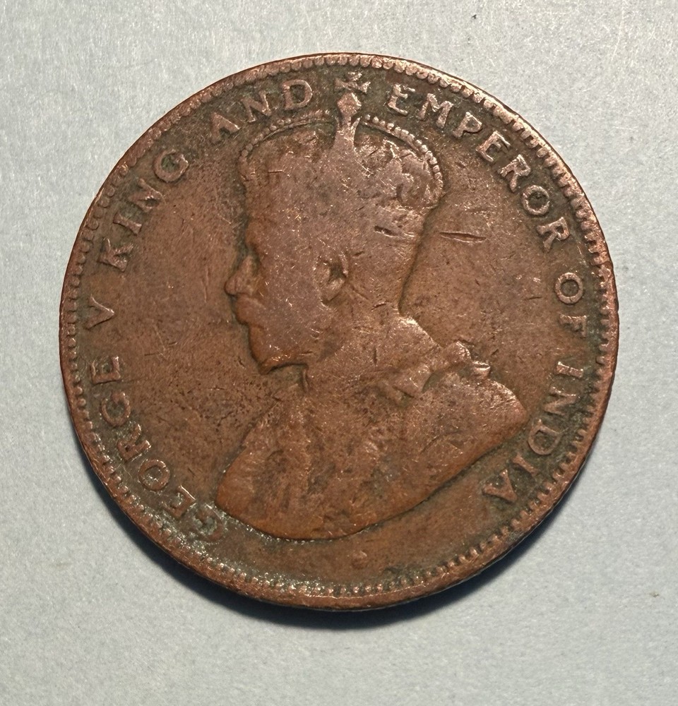 1916 Straits Settlements 1/2 Cent Coin