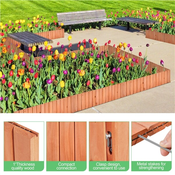 Wooden Fence Garden Landscape Edging Flexible Decorative Border for Yard Patio