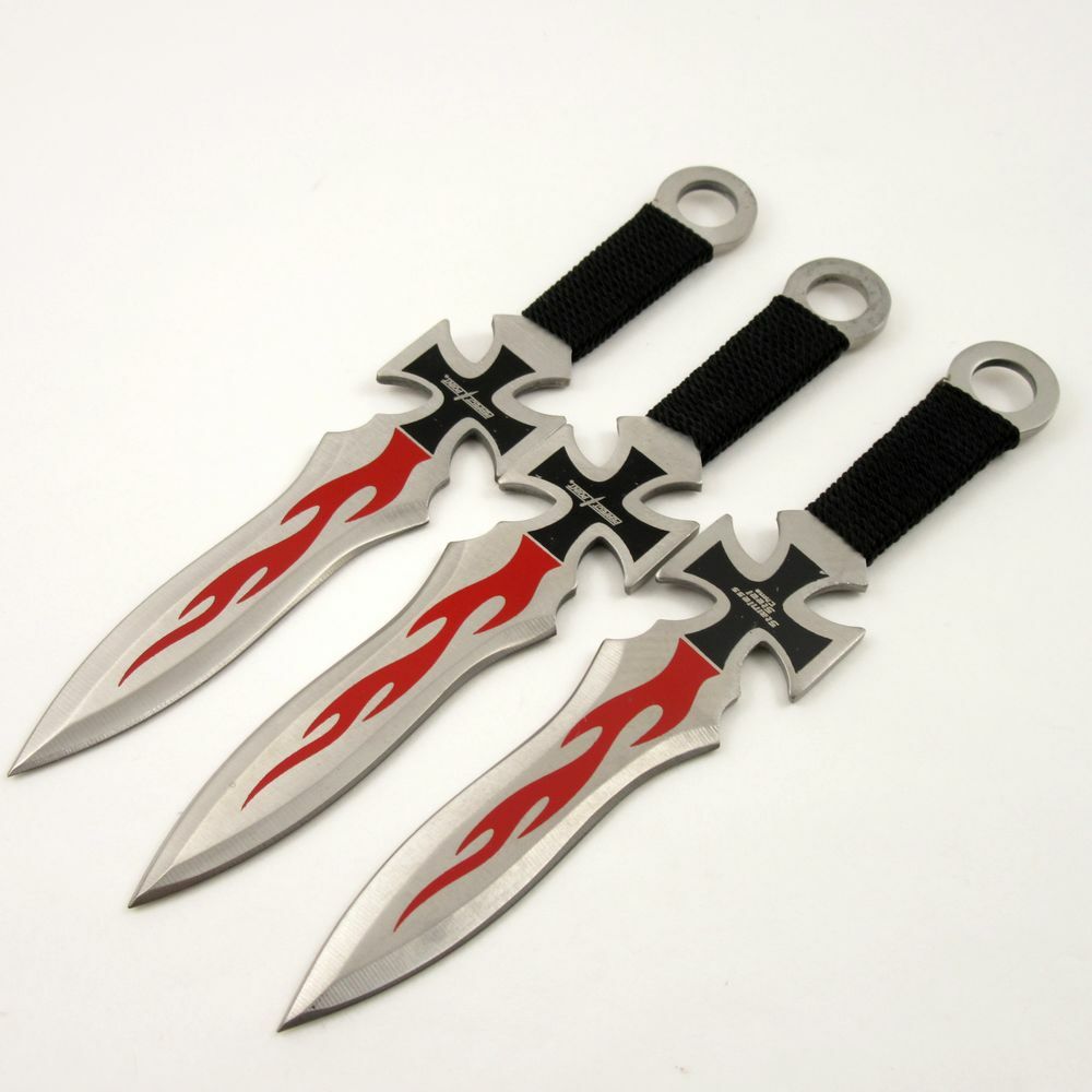 7" Perfect Point 3-Pc. Flaming Chopper Throwing Knife Set