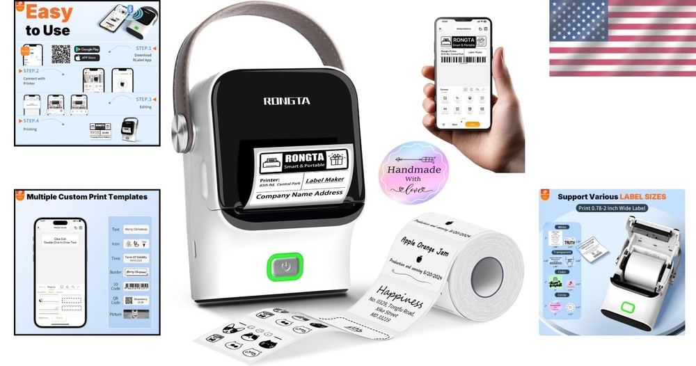 Bluetooth Label Maker Machine with Tape, Thermal Label Printer for Office, Small