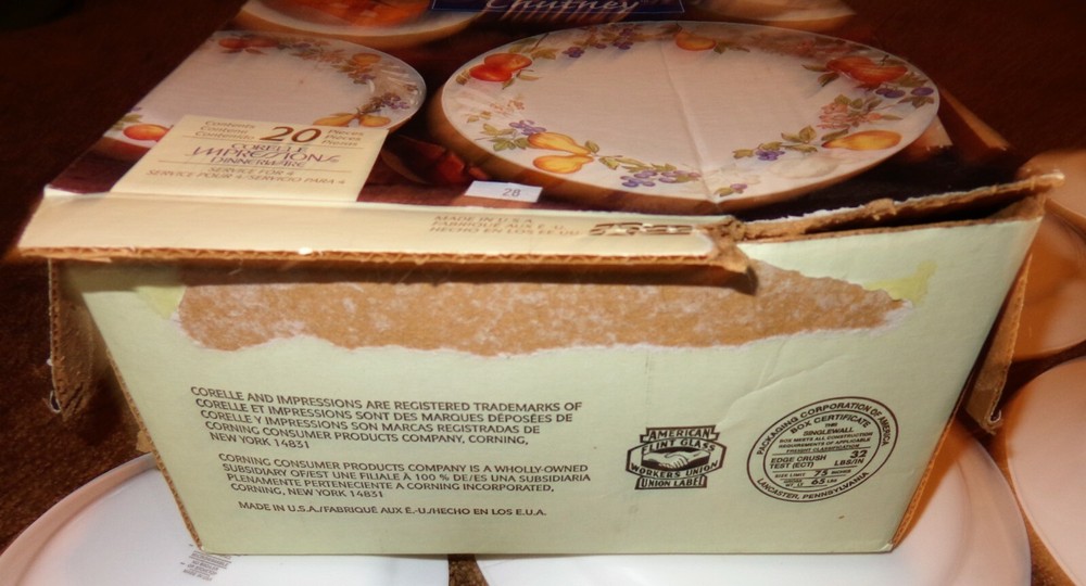 15 PC CORELLE CHUTNEY DINNERWARE SET CUPS DINNER BREAD PLATES FRUIT SWIRL IN BOX