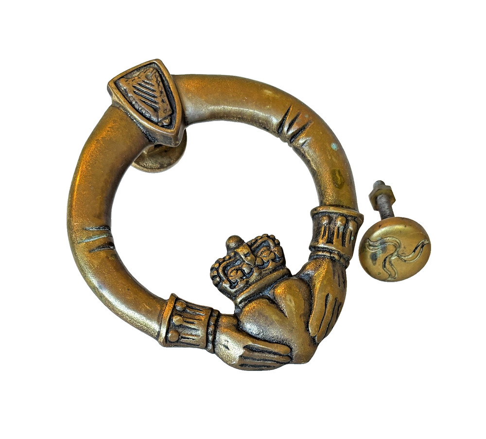 Irish Claddagh Door Knocker Solid Brass Celtic Brassware Dublin Ireland 5"x4.5"