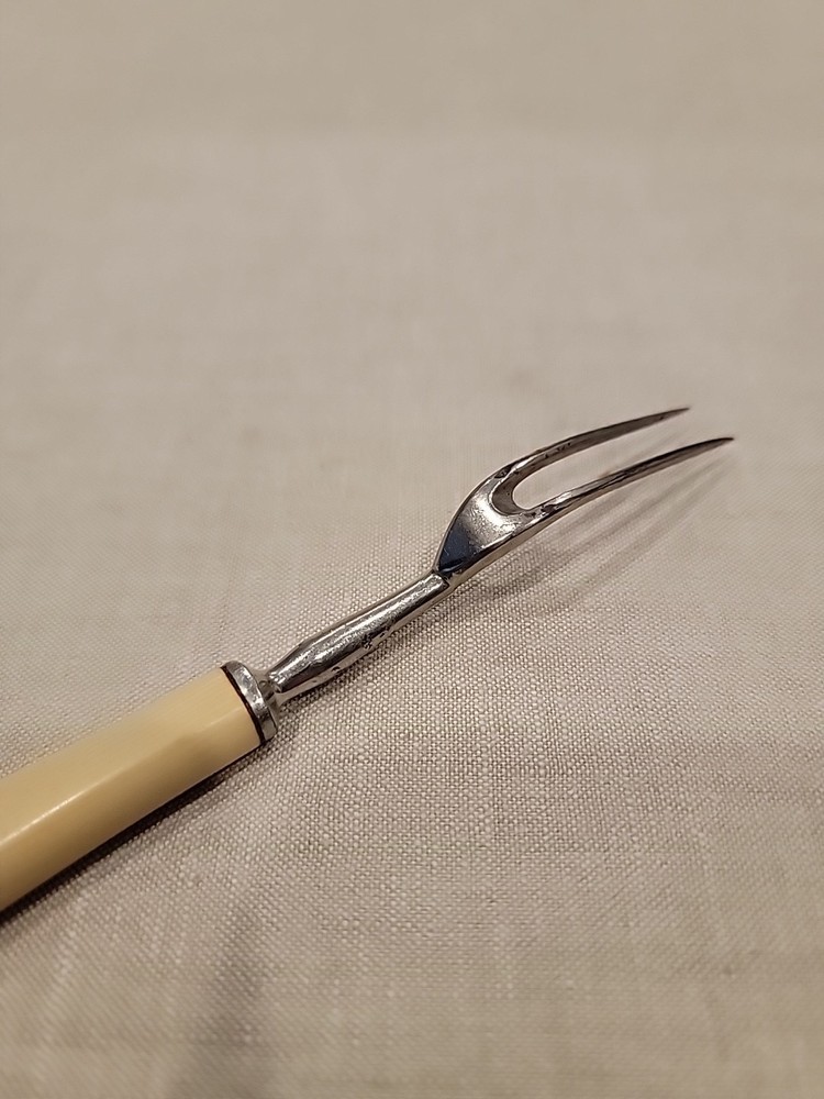 Vintage 8” Bakelite Meat Fork Butterscotch Handle