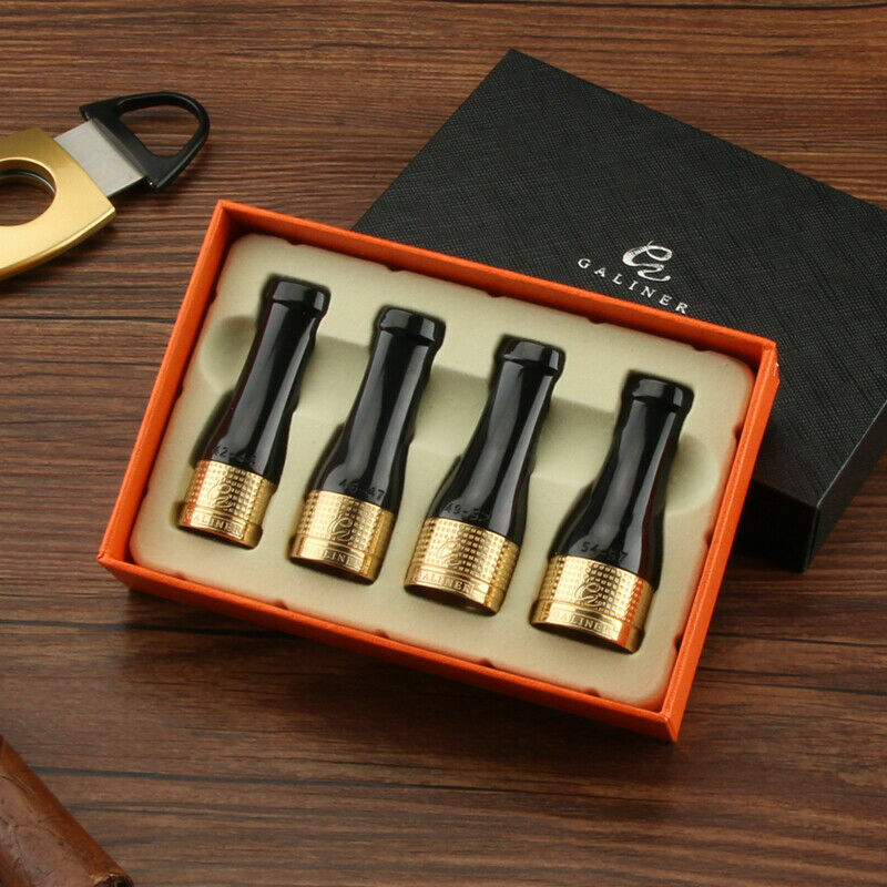 Galiner Golden Pure Copper Cigar Holder Mouthpiece Nozzle 4 Sizes With Gift Box