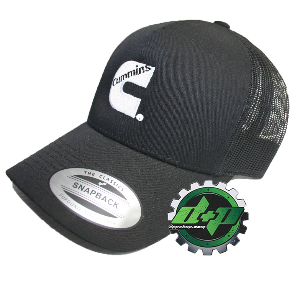 Cummins trucker mesh summer cummings hat ball cap snap back black centered logo