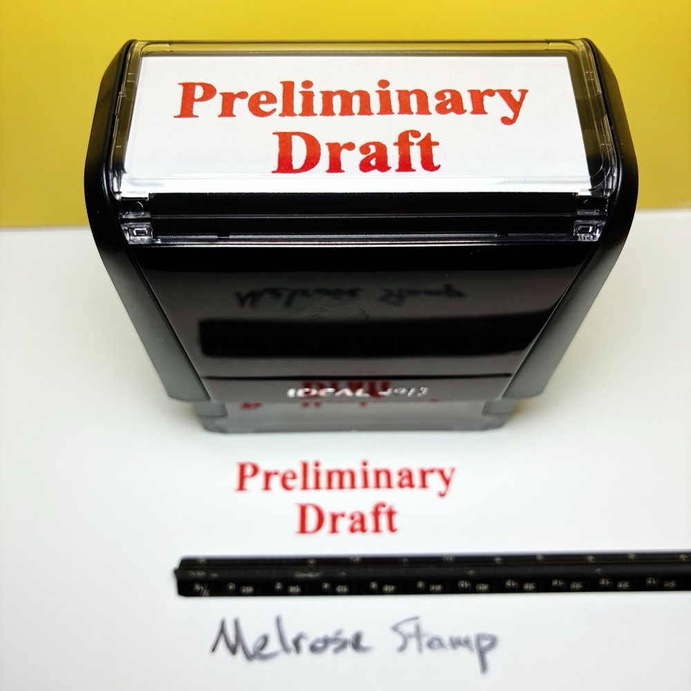 Preliminary Draft Rubber Stamp Red Ink Self Inking Ideal 4913