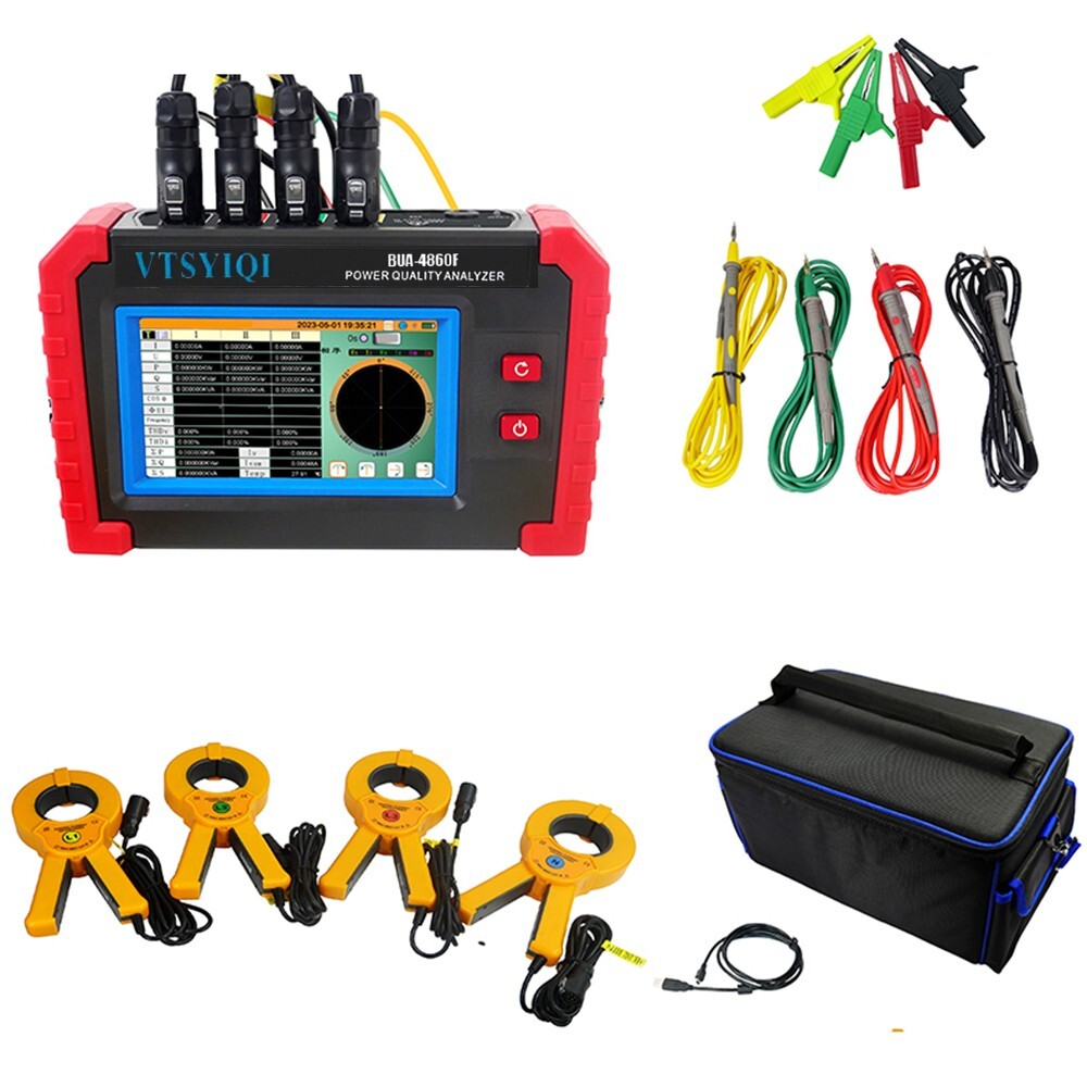 Power Quality Analyzer 3 Phase Power Quality Analyzer with 4PCS Clamp 1.0A~1000A