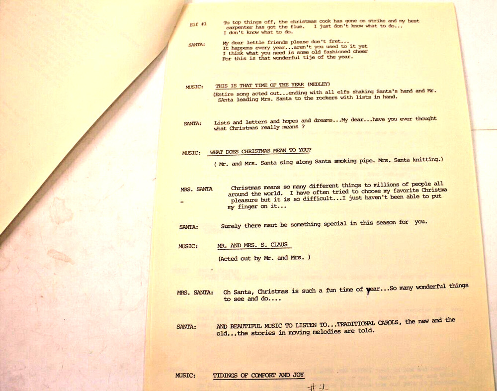 Singing Ambassadors Christmas Concert Script 1982 "Santa's Workshop"