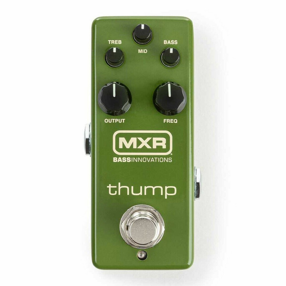 MXR M281 THUMP BASS PREAMP MINI EFFECTS PEDAL ECHOPLEX CIRCUIT ( 2 PATCH CABLES)