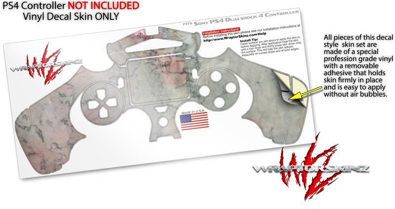 Skin for Sony PS4 Controller Marble Granite 08 Pink