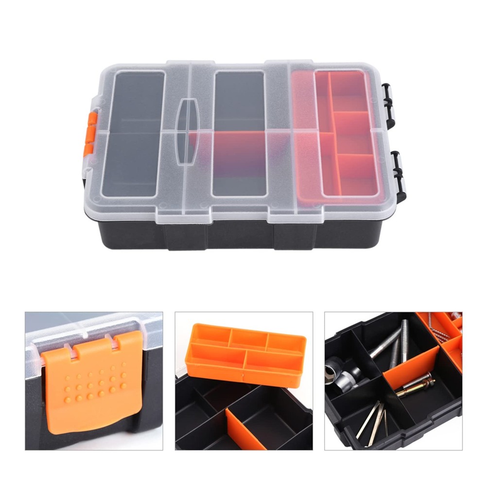 Heavy Duty Tools Box Small Parts Storage Box 9 Compartment Two Layer Hardware...