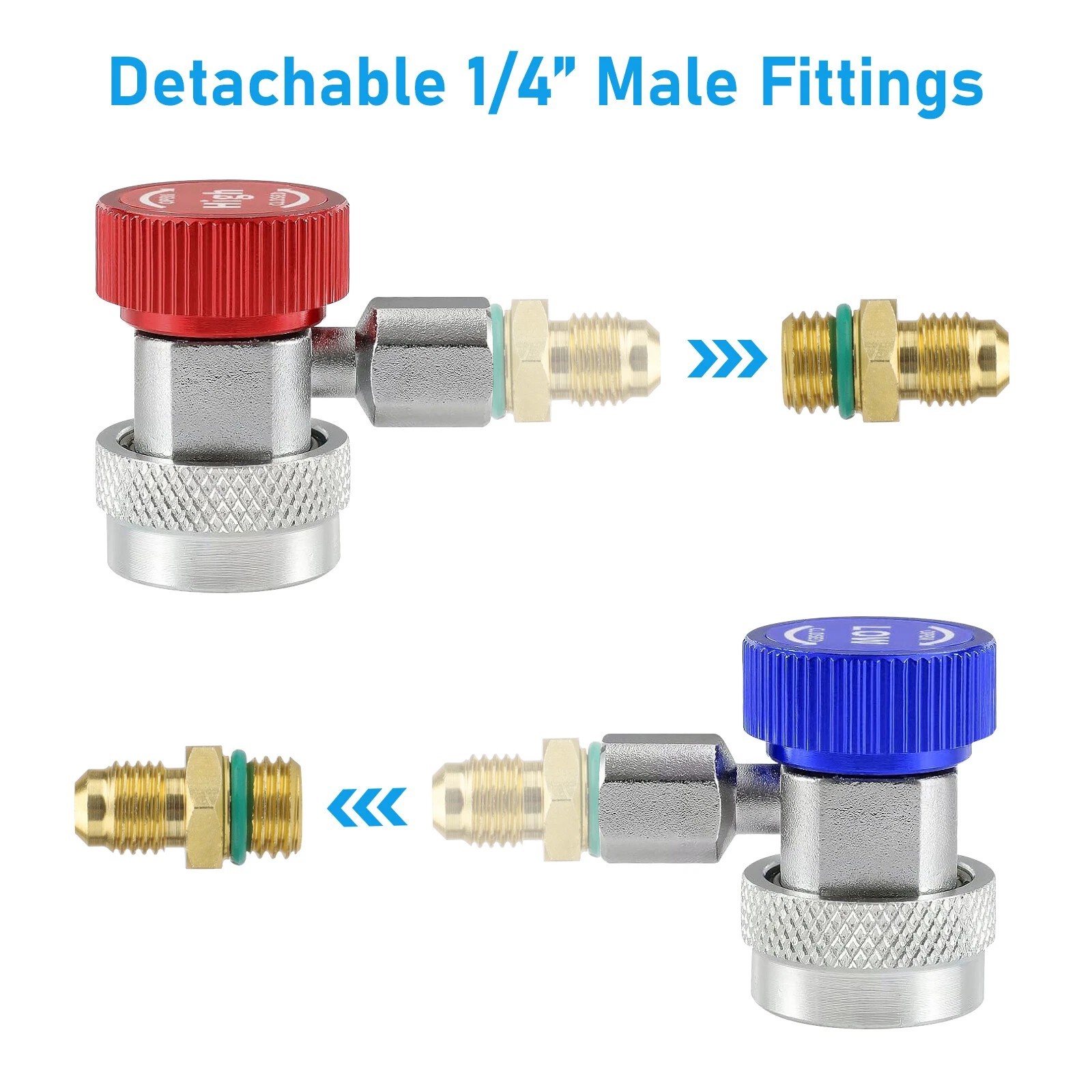 R134A Quick Coupler Adapter 1/4" Flare 2x HP & LP Connector for Car AC System