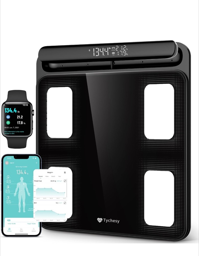 Tychesy Smart Scale with BMI, 8-Electrode Body Composition Analyzer. READ.